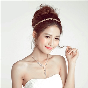 Crystal Stars Alloy Soft Chain Bridal Headbands Women Wedding Hair Accessories - Gold