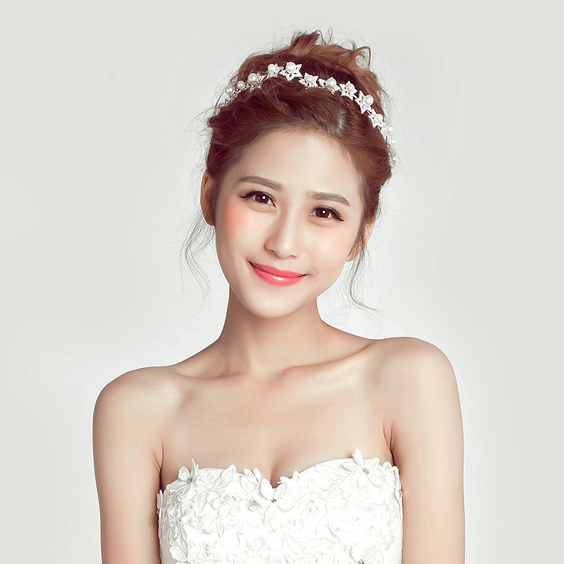 Crystal Stars Alloy Soft Chain Bridal Headbands Women Wedding Hair Accessories - White