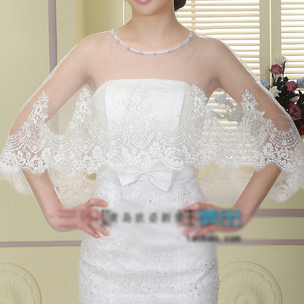 Elegant Wedding Bride Lace Embroidery Flower Shawl Shoulder Chain Wrap Jewelry
