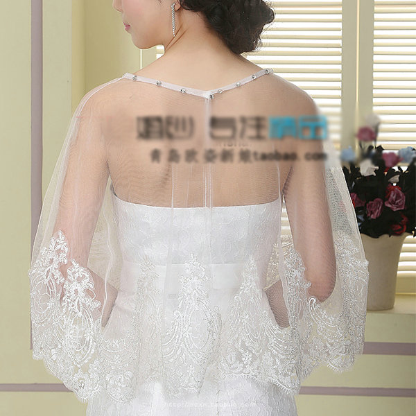 Elegant Wedding Bride Lace Embroidery Flower Shawl Shoulder Chain Wrap Jewelry
