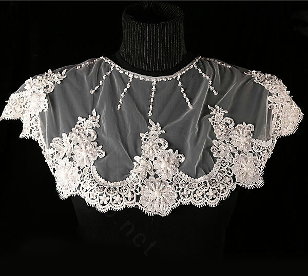 European Style Bride Embroidery Lace Flower Pearls Sequins Shawls Wedding Shoulder Wrap Jewelry