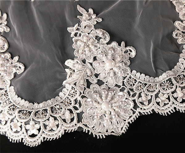 European Style Bride Embroidery Lace Flower Pearls Sequins Shawls Wedding Shoulder Wrap Jewelry