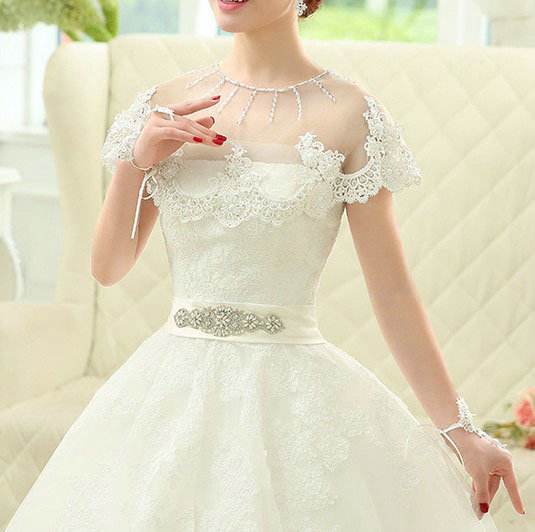 European Style Bride Embroidery Lace Flower Pearls Sequins Shawls Wedding Shoulder Wrap Jewelry