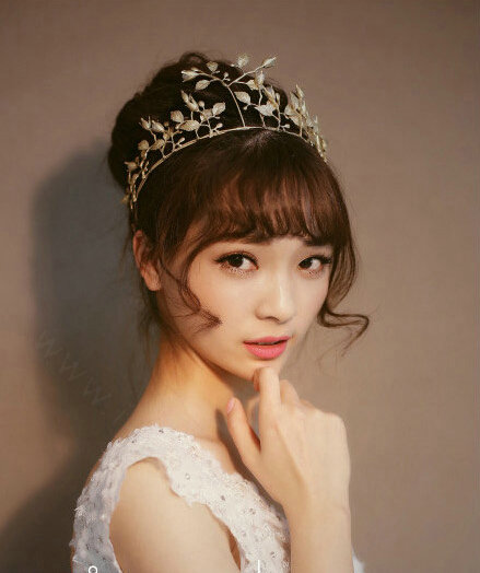 European style Bride Crown Crystal Alloy Flower Branch Hairbands Wedding Accessories - Gold