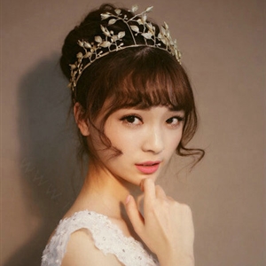 European style Bride Crown Crystal Alloy Flower Branch Hairbands Wedding Accessories - Gold