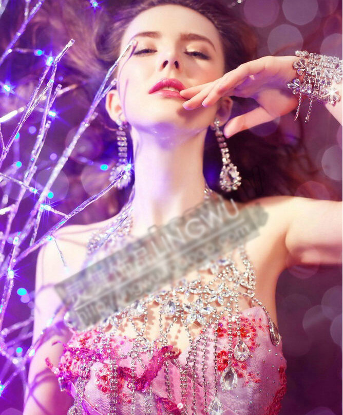 Exaggerated Rhinestone Zircon Bridal Necklace Wedding Stage Tassel Shoulder Chain Accessories