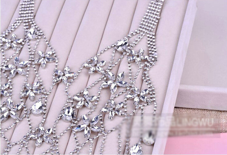 Exaggerated Rhinestone Zircon Bridal Necklace Wedding Stage Tassel Shoulder Chain Accessories