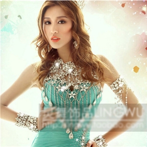 Exaggerated Rhinestone Zircon Bridal Necklace Wedding Stage Tassel Shoulder Chain Accessories