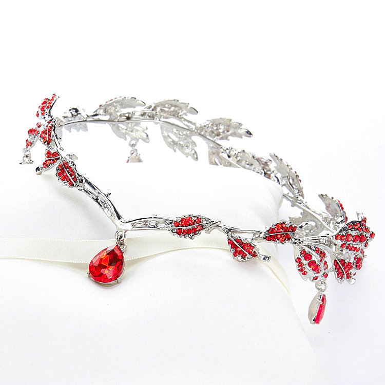 Fashion Alloy Rhinestone Bohemia Bridal Frontlet Pendant Headbands Hair Accessories - Red