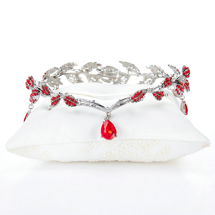 Fashion Alloy Rhinestone Bohemia Bridal Frontlet Pendant Headbands Hair Accessories - Red