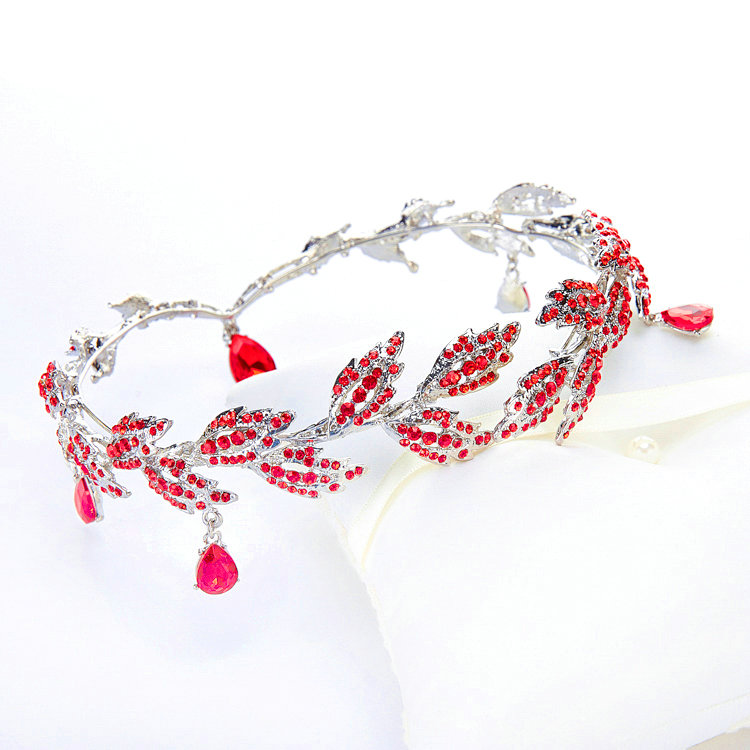 Fashion Alloy Rhinestone Bohemia Bridal Frontlet Pendant Headbands Hair Accessories - Red