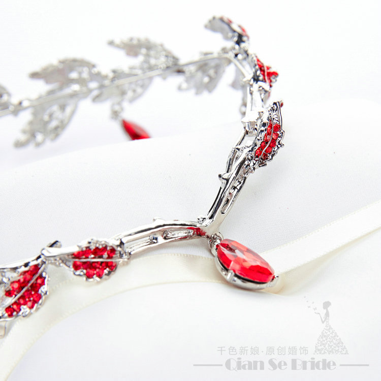 Fashion Alloy Rhinestone Bohemia Bridal Frontlet Pendant Headbands Hair Accessories - Red