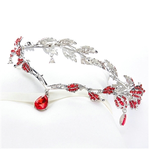 Fashion Alloy Rhinestone Bohemia Bridal Frontlet Pendant Headbands Hair Accessories - Red