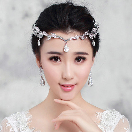Fashion Alloy Rhinestone Bohemia Bridal Frontlet Pendant Headbands Hair Accessories - White