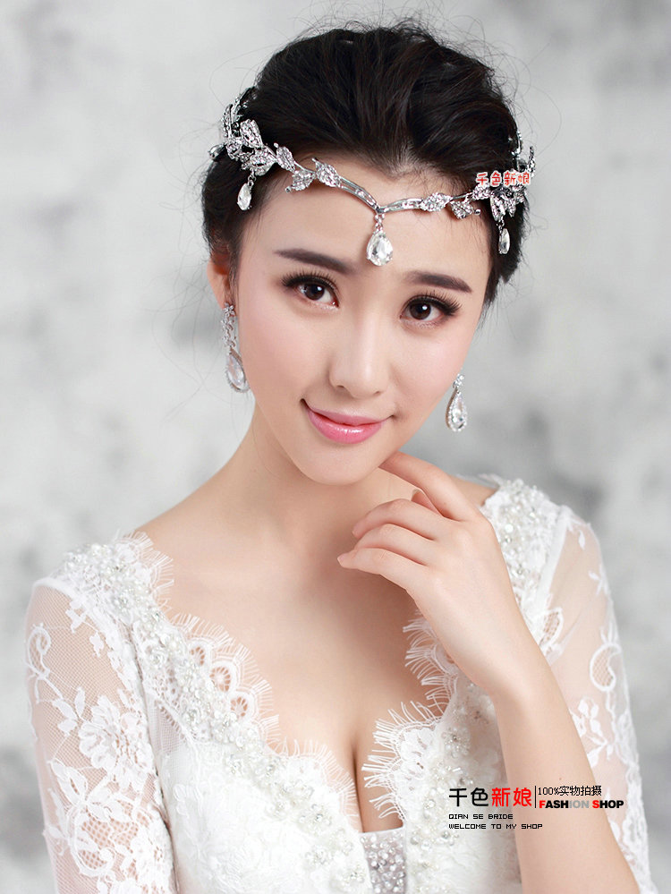 Fashion Alloy Rhinestone Bohemia Bridal Frontlet Pendant Headbands Hair Accessories - White