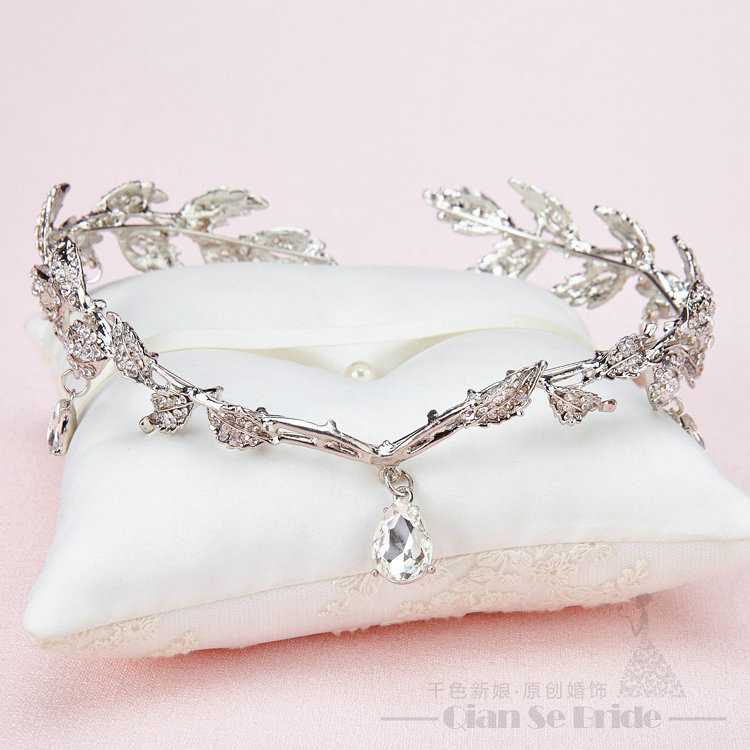 Fashion Alloy Rhinestone Bohemia Bridal Frontlet Pendant Headbands Hair Accessories - White