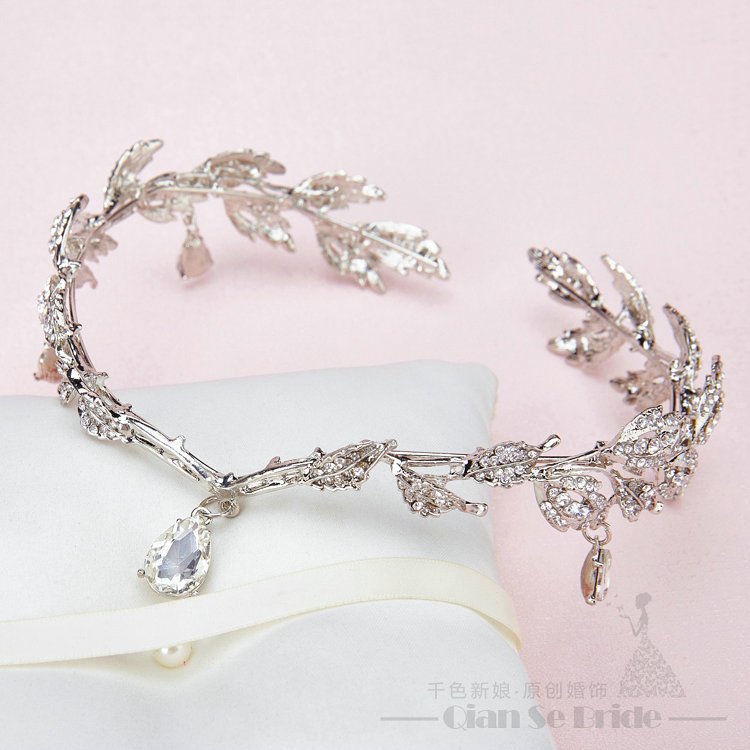 Fashion Alloy Rhinestone Bohemia Bridal Frontlet Pendant Headbands Hair Accessories - White
