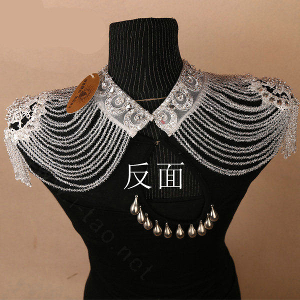 Fashion Lace Crystal Beads Bridal Necklace Wedding Jewelry Shoulder Chain Tassel Accessories