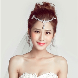 Flower Alloy Rhinestone Bohemia Bridal Frontlet Pendant Crown Headbands Hair Accessories - White