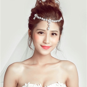 Flower Alloy Rhinestone Bohemia Bridal Frontlet Pendant Headbands Hair Accessories - White