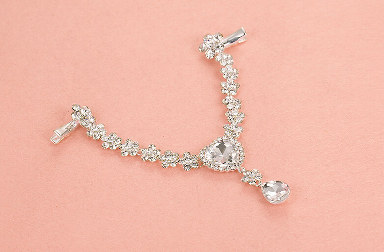 Flower Alloy Rhinestone Bohemia Bridal Frontlet Pendant Heart Headbands Hair Accessories - White