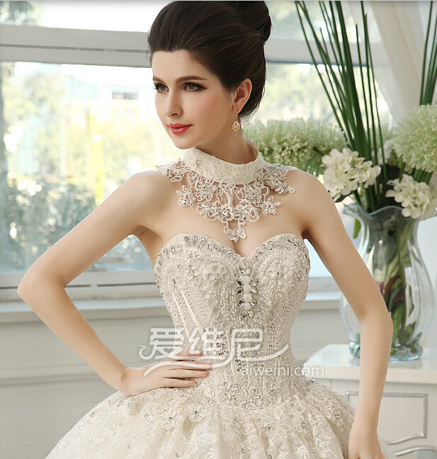 Gorgeous Hollow Lace Flower Rhinestone Bridal Necklace Shoulder Chain Wedding Accessories
