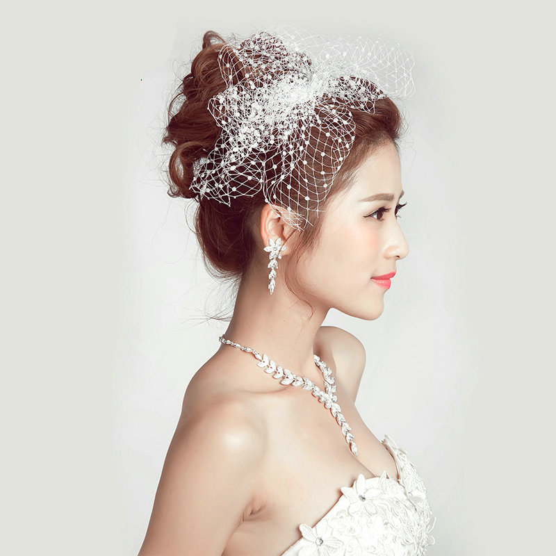 Gorgeous Rhinestone Pearl Flower Bridal Necklace Earrings Women Wedding Jewelry Sets - Silver