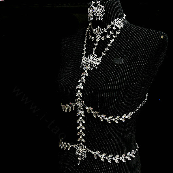 Hot sales Bridal Crystal Necklace Body Chain Alloy Rhinestone Elegant Shoulder Chain Wedding Party Jewelry
