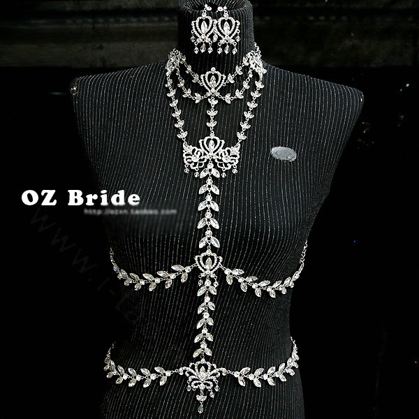 Hot sales Bridal Crystal Necklace Body Chain Alloy Rhinestone Elegant Shoulder Chain Wedding Party Jewelry