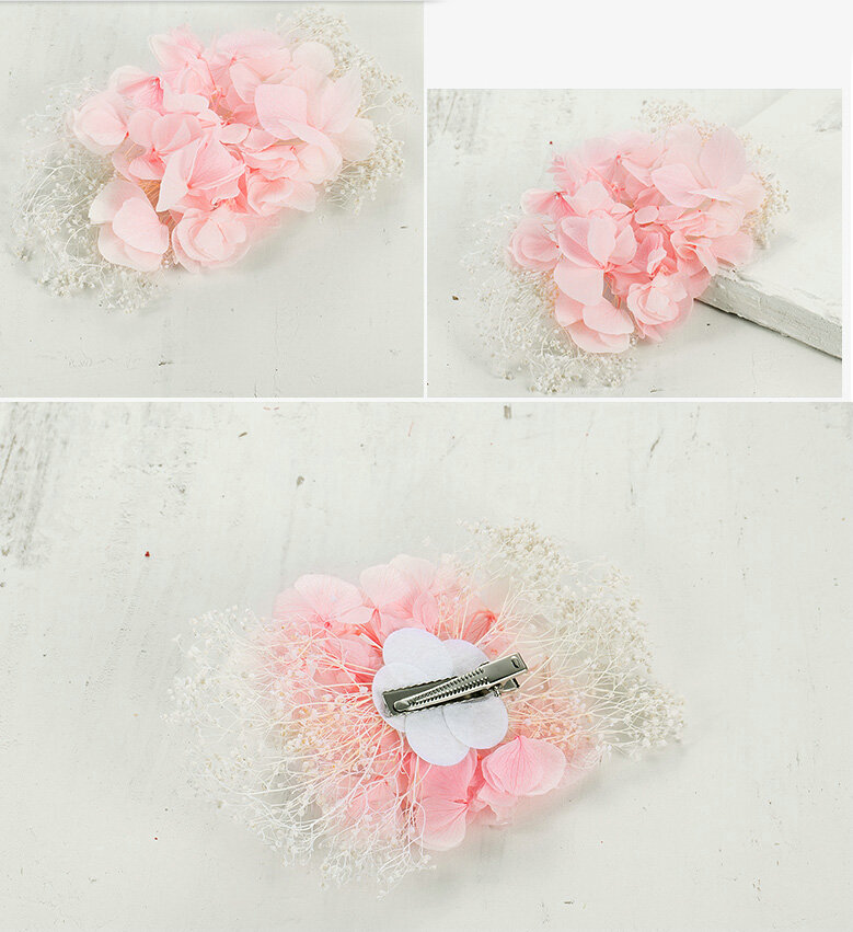 Lace Flower Bride Hair Barrettes Clip Women Headbands Wedding Accessories - Pink