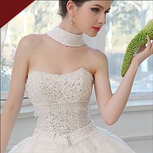 Luxurious Pearls Crystals Beads Bridal Necklace Wedding Lace Rhinestone Shoulder Accessories
