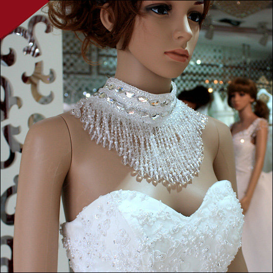 Luxurious Pearls Crystals Beads Bridal Necklace Wedding Tassel Rhinestone Shoulder Chain Accessories