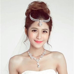 New Alloy Rhinestone Bohemia Bridal Frontlet Pendant Crown Headbands Hair Accessories - White