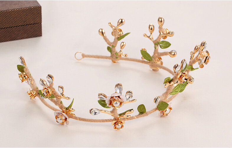 New Alloy Rhinestone Flower Bridal Jewelry Tiaras Earring Princess Style Pageant Sets 2pcs - Green