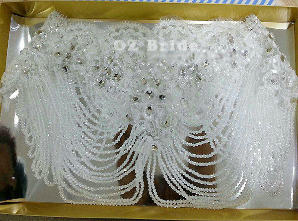 Noble Design Bridal Lace Flower Crystal Beads Pearls Tassel Wedding Shoulder Chain Accessories