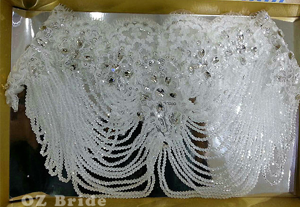 Noble Design Bridal Lace Flower Crystal Beads Pearls Tassel Wedding Shoulder Chain Accessories
