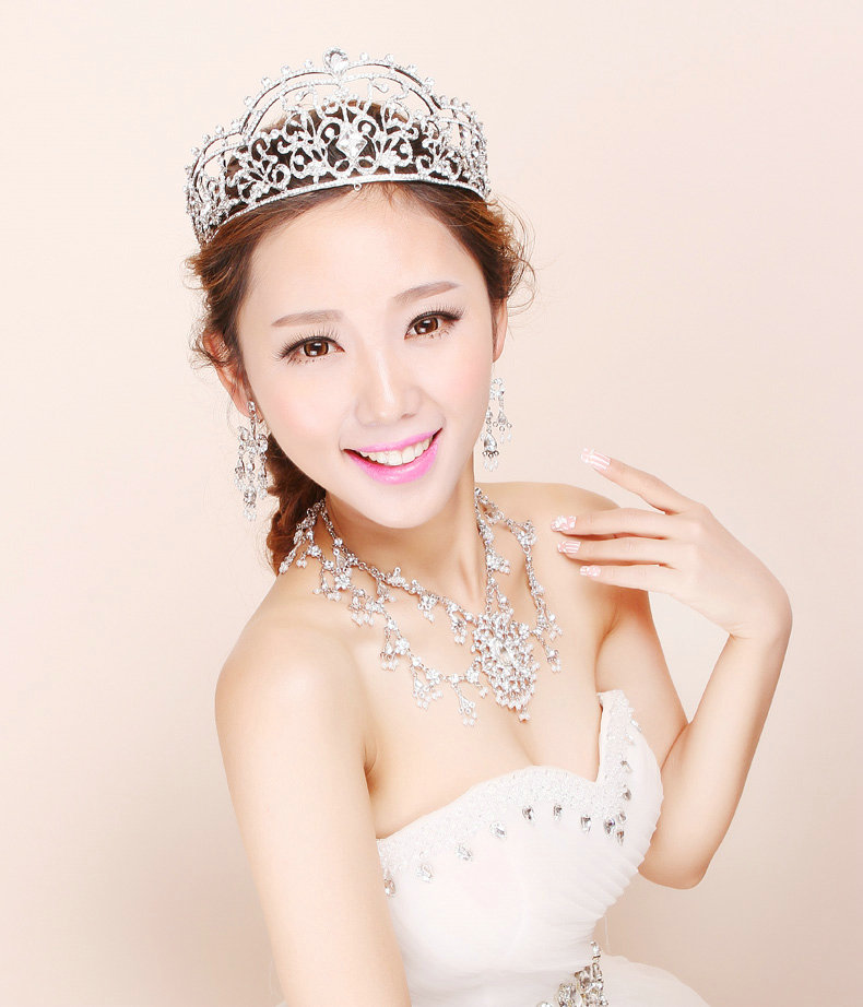 Rhinestone Alloy Flower Pearls Tassel Bohemia Bridal Frontlet Stage Hair Accessories - White
