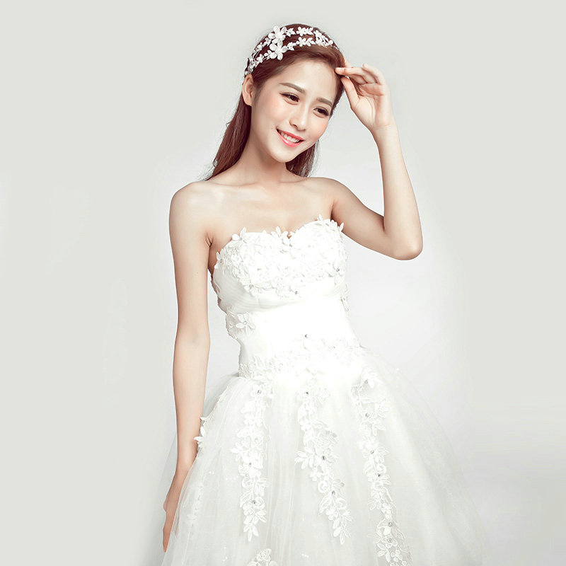 Romantic Alloy Flower Bridal Jewelry Headband Earring Women Weeding Sets 2pcs - White