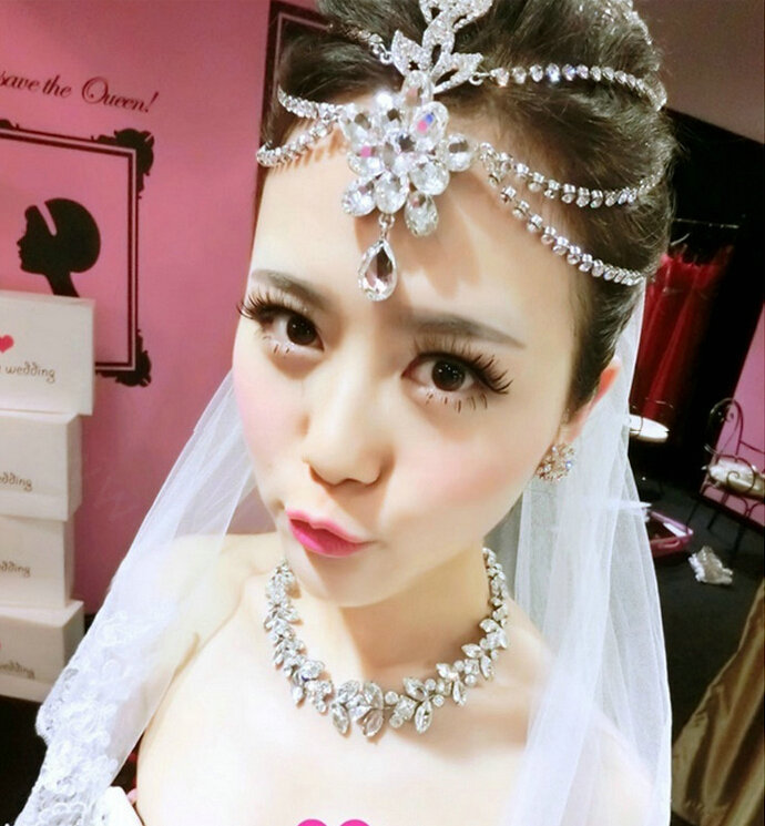 Simple Rhinestone Alloy Flower Bohemia Bridal Frontlet Stage Headpiece Hair Accessories - White