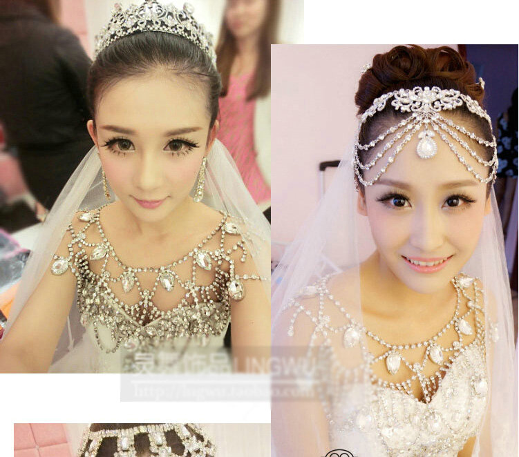 Simple Rhinestone Zircon Bridal Necklace Wedding Stage Tassel Shoulder Chain Accessories