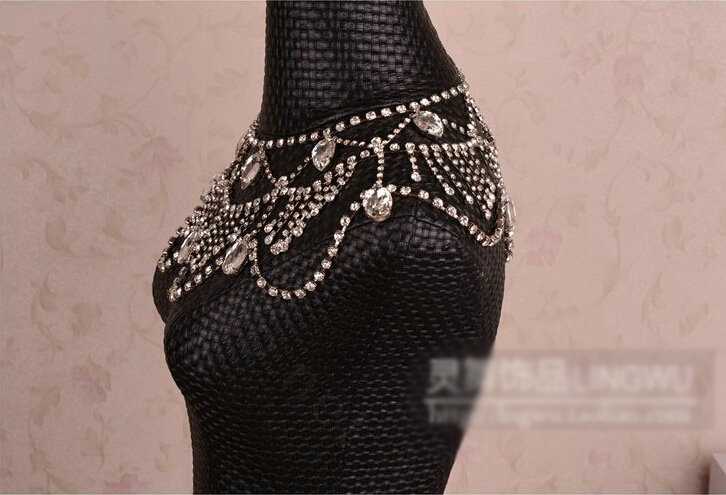 Simple Rhinestone Zircon Bridal Necklace Wedding Stage Tassel Shoulder Chain Accessories