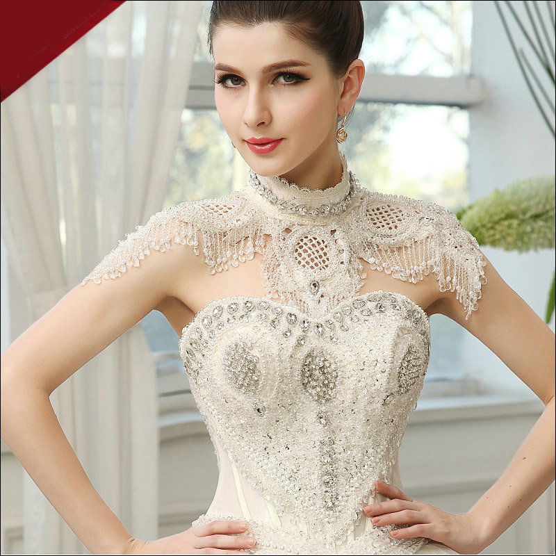 Vintage Lace Pearls Bridal Necklace Cape Wedding Tassel Rhinestone Shoulder Chain Accessories
