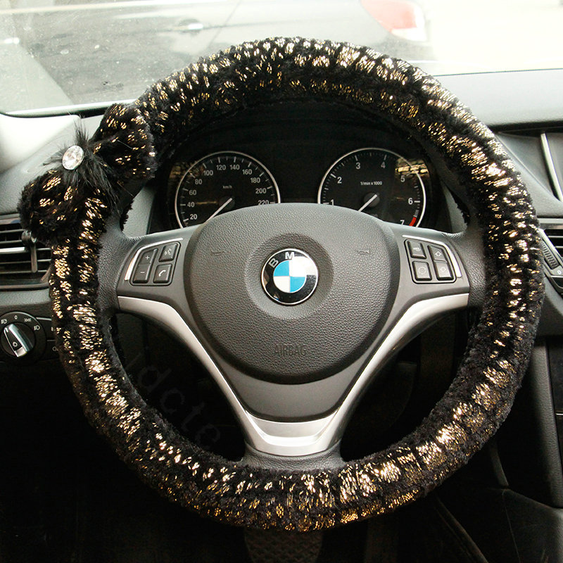 Bowknot Glitter Lace Universal Car Steering Wheel Covers 15 inch 38CM - Gold