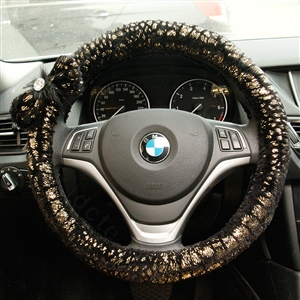 Bowknot Glitter Lace Universal Car Steering Wheel Covers 15 inch 38CM - Gold