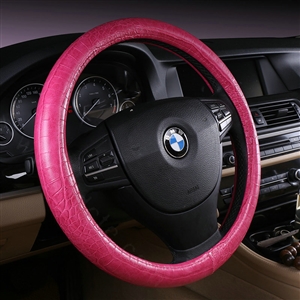 Calssic  Crocodile Grain PU Leather Vehicle Steering Wheel Covers 15 inch 38CM - Rose