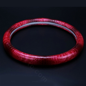 Calssic Crocodile Grain PU Leather Vehicle Steering Wheel Covers 15 inch 38CM - Gradient Rose
