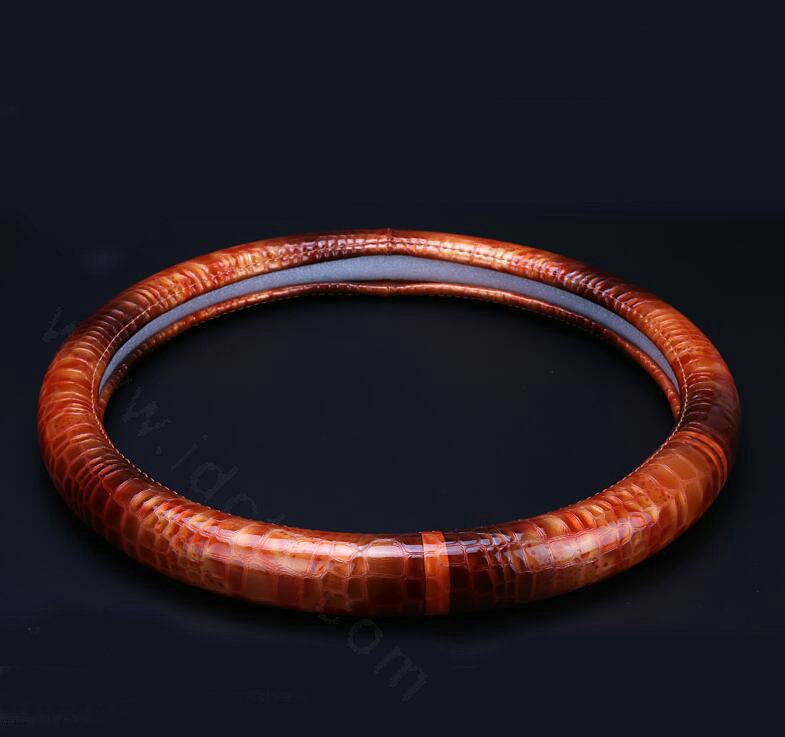 Calssic Crocodile Grain PU Leather Vehicle Steering Wheel Covers 15 inch 38CM - Gradient Yellow