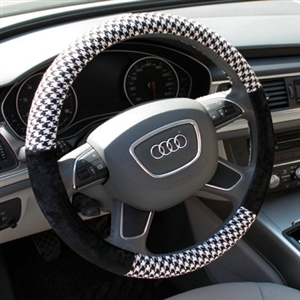 Calssic Swallow Gird Flax Universal Car Steering Wheel Covers 15 inch 38CM - Black