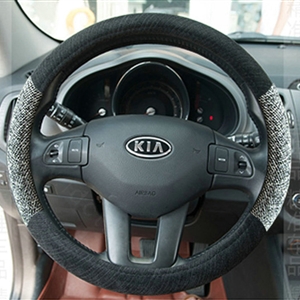 Calssic Universal Car Steering Wheel Covers for Flax 15 inch 38CM - Black Gray