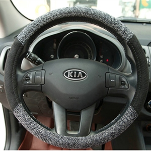 Calssic Universal Car Steering Wheel Covers for Flax 15 inch 38CM - Gray Black